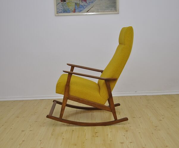 Rocking chair jaune, années 1960