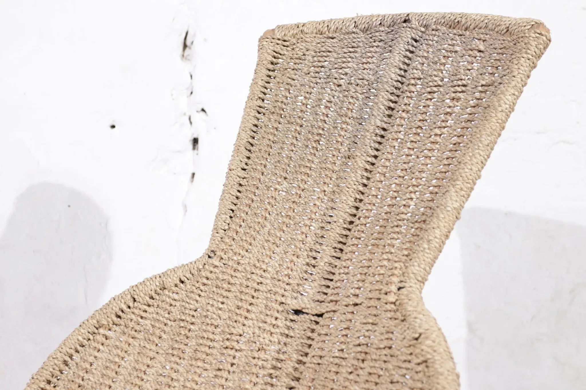 Tom Dixon Bolide rocking chaise in steel and woven seagrass – London, 1991