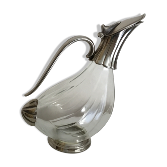 Original carafe glass and silver metal