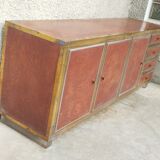 Sideboard shelf design 70 Michel Pignères amboyna burl chrome brass