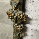 Large Wood and Patinated Stucco Mirror - Floral 1900s Period