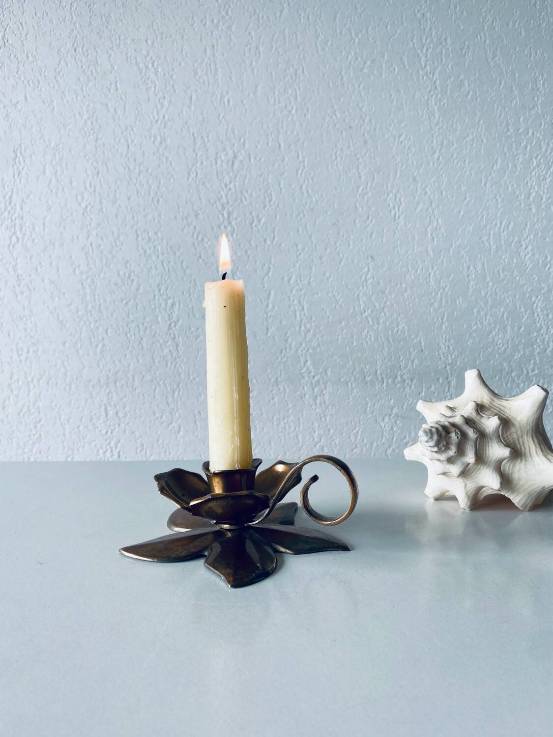 Brass flower candle holder