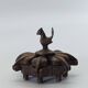 Articulated Kumkum Box in Bronze with Carved Peacock, India 20th Century