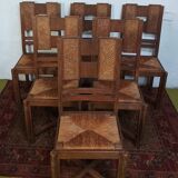 Set of 6 Art Deco oak chairs