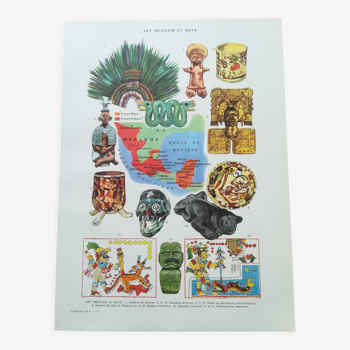 Lithograph on mexican and mayan art, 40s-50s