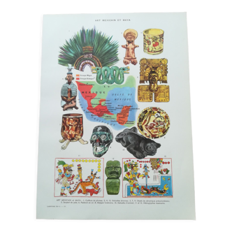 Lithograph on mexican and mayan art, 40s-50s