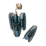 Lustre et applique en verre bleu