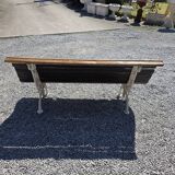 Antique garden bench made of cast iron and oak slats