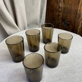 Six glasses, smoked glass, Vereco, 1970s
