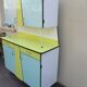 Yellow and blue vintage formica kitchen buffet
