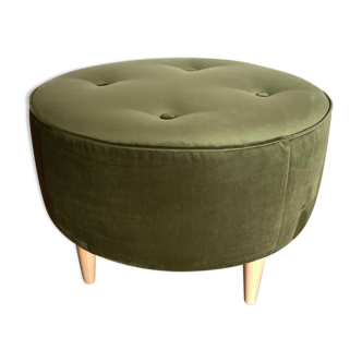 Round ottoman, green velvet
