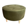 Round ottoman, green velvet