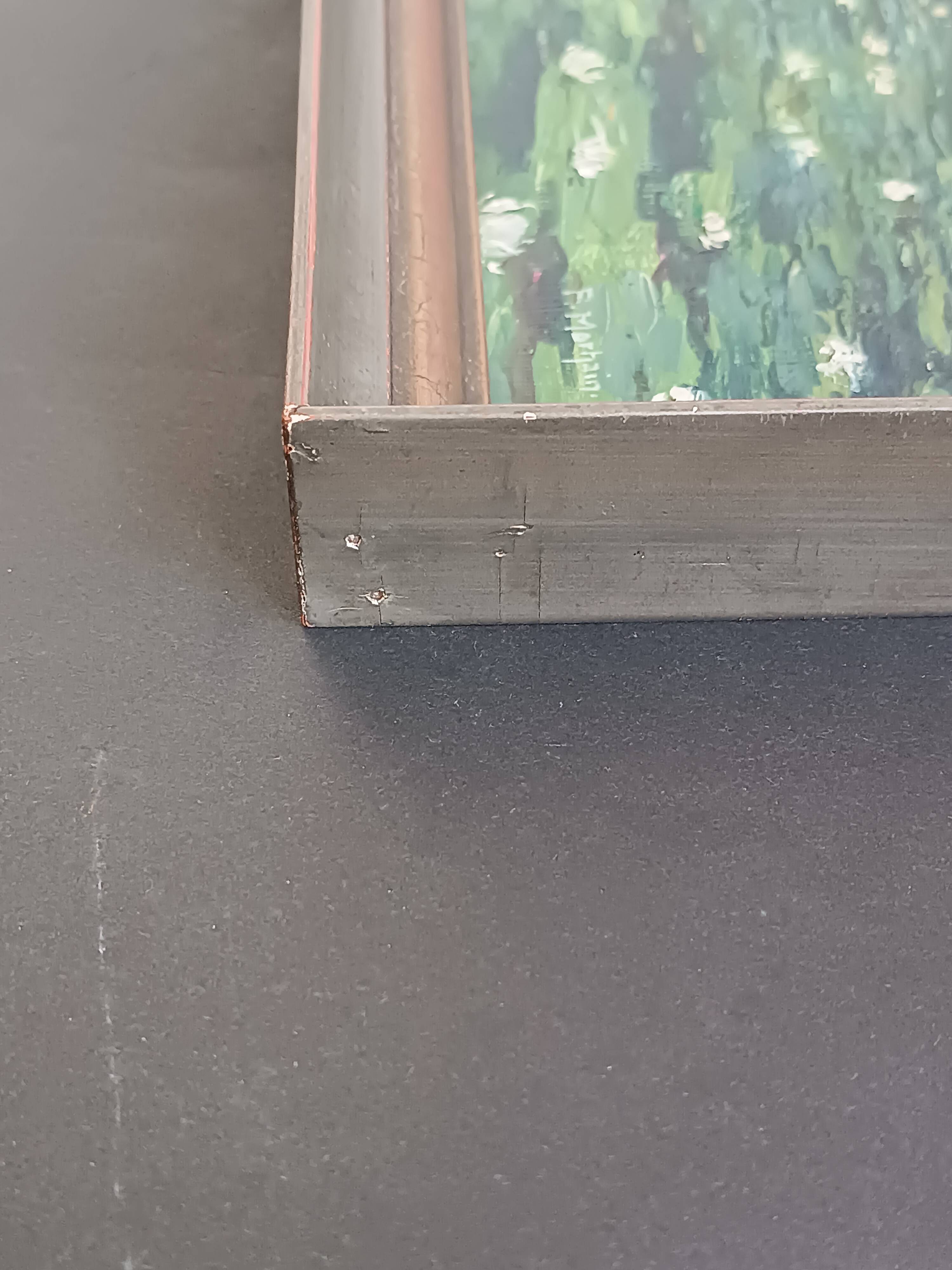 Original oil painting of a landscape with a pond and water lilies by Albert Morhain, 1930.