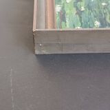 Original oil painting of a landscape with a pond and water lilies by Albert Morhain, 1930.