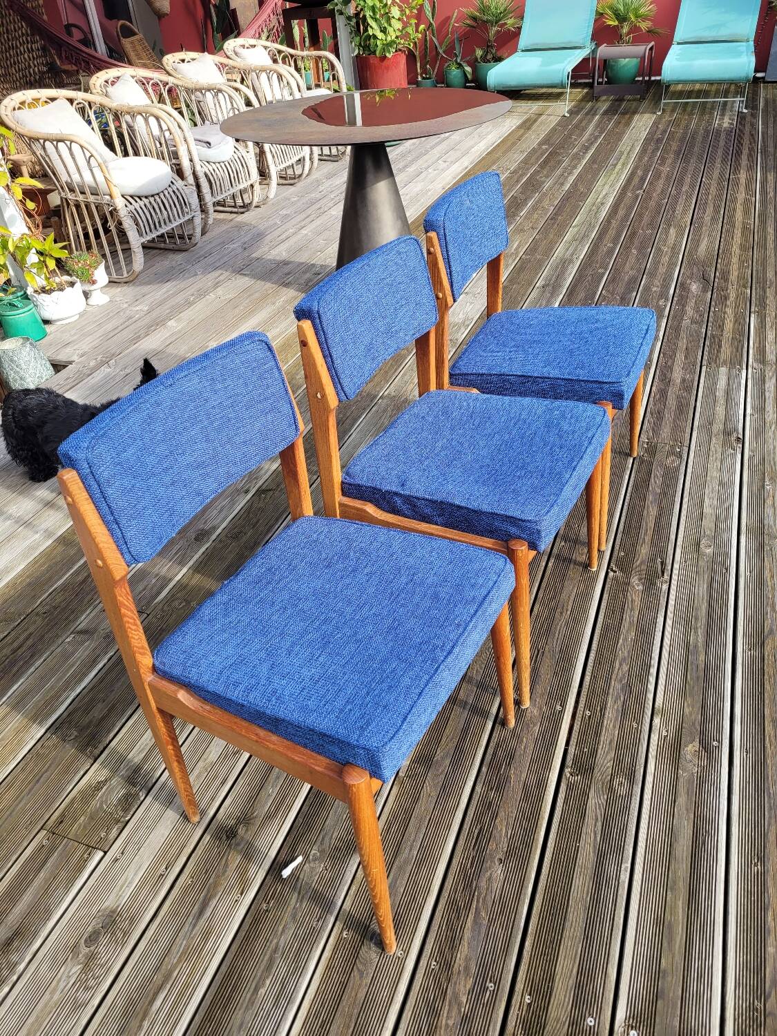 Lot De 3 Chaises Modernes Noires – Métal Et Plastique, Cuisine/salon, Occasion
