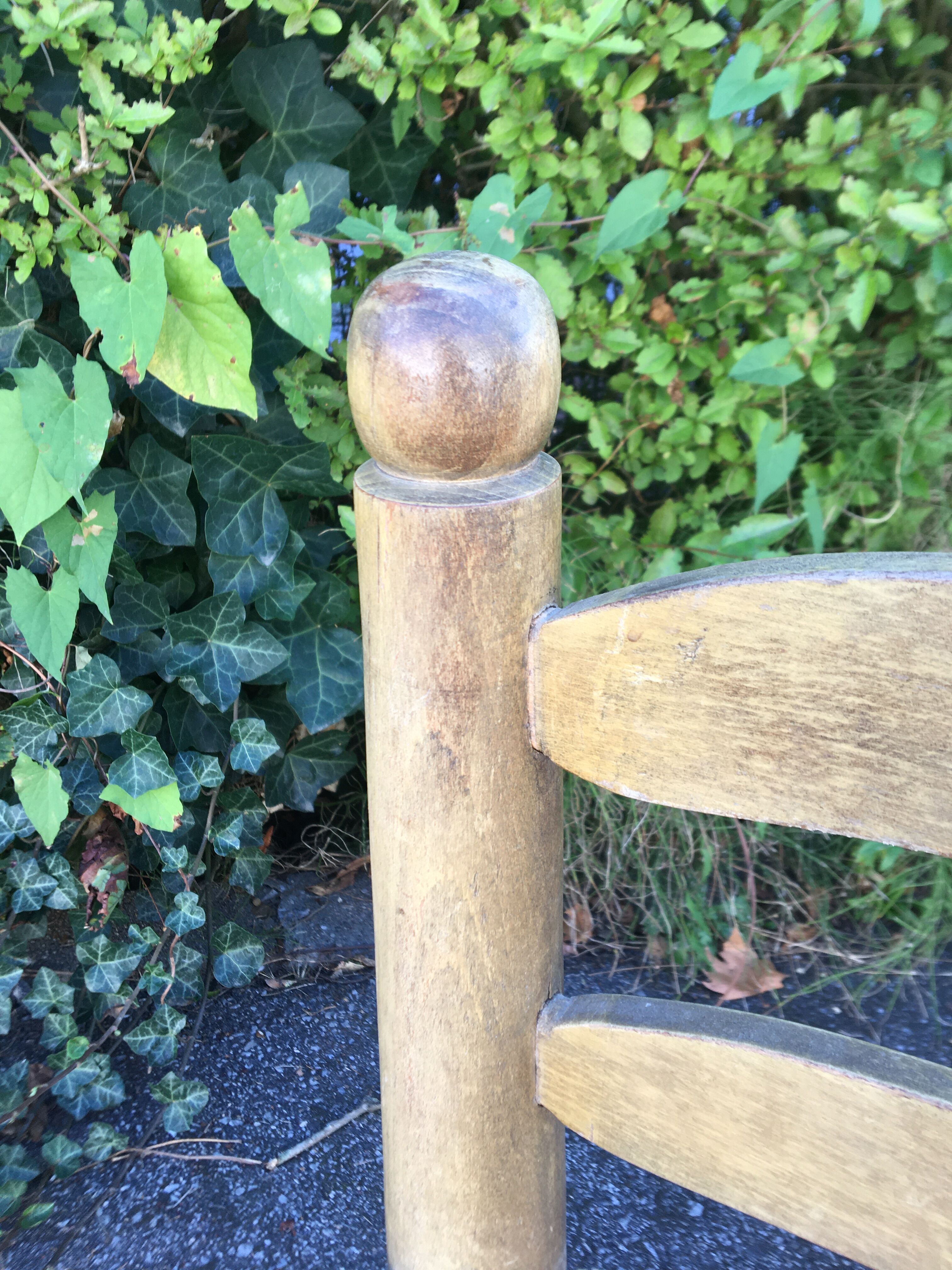 Low wooden chair and straw 50s