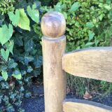 Low wooden chair and straw 50s