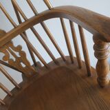 Mid century solid oak lyre-back Windsor armchair, 1960s