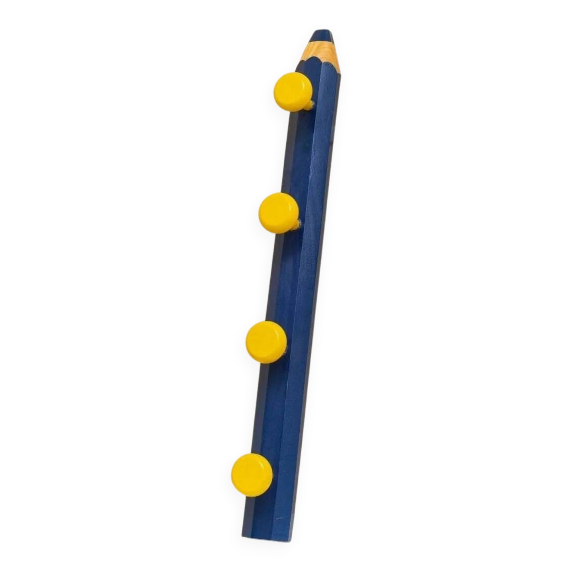 Vintage 1980s pencil-shaped wardrobe - Pierre Sala style - postmodern Memphis design - blue and yellow - 1980s