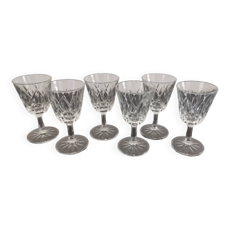 Set de 6 verres à pied en cristal ciselé vintage