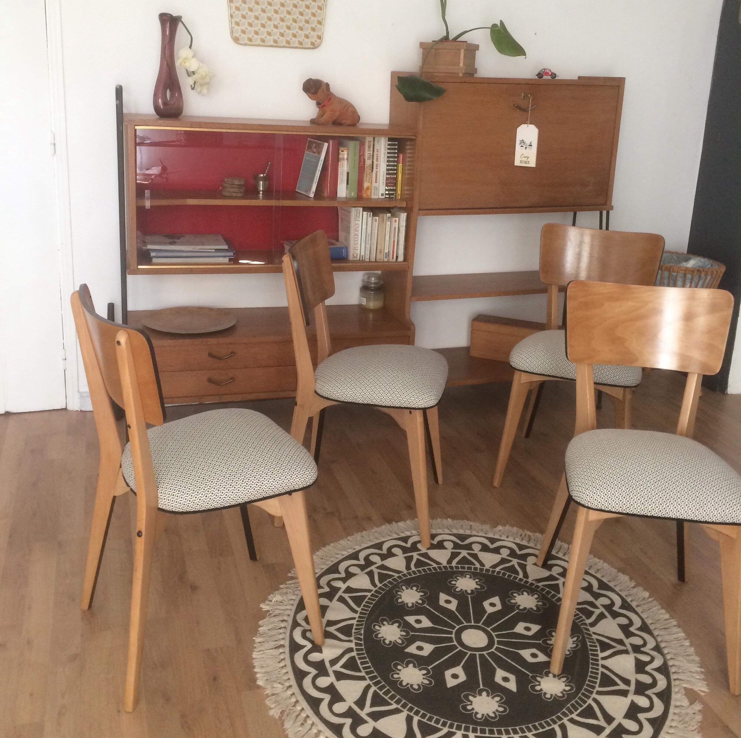 Set of 4 restored chairs, 1950s