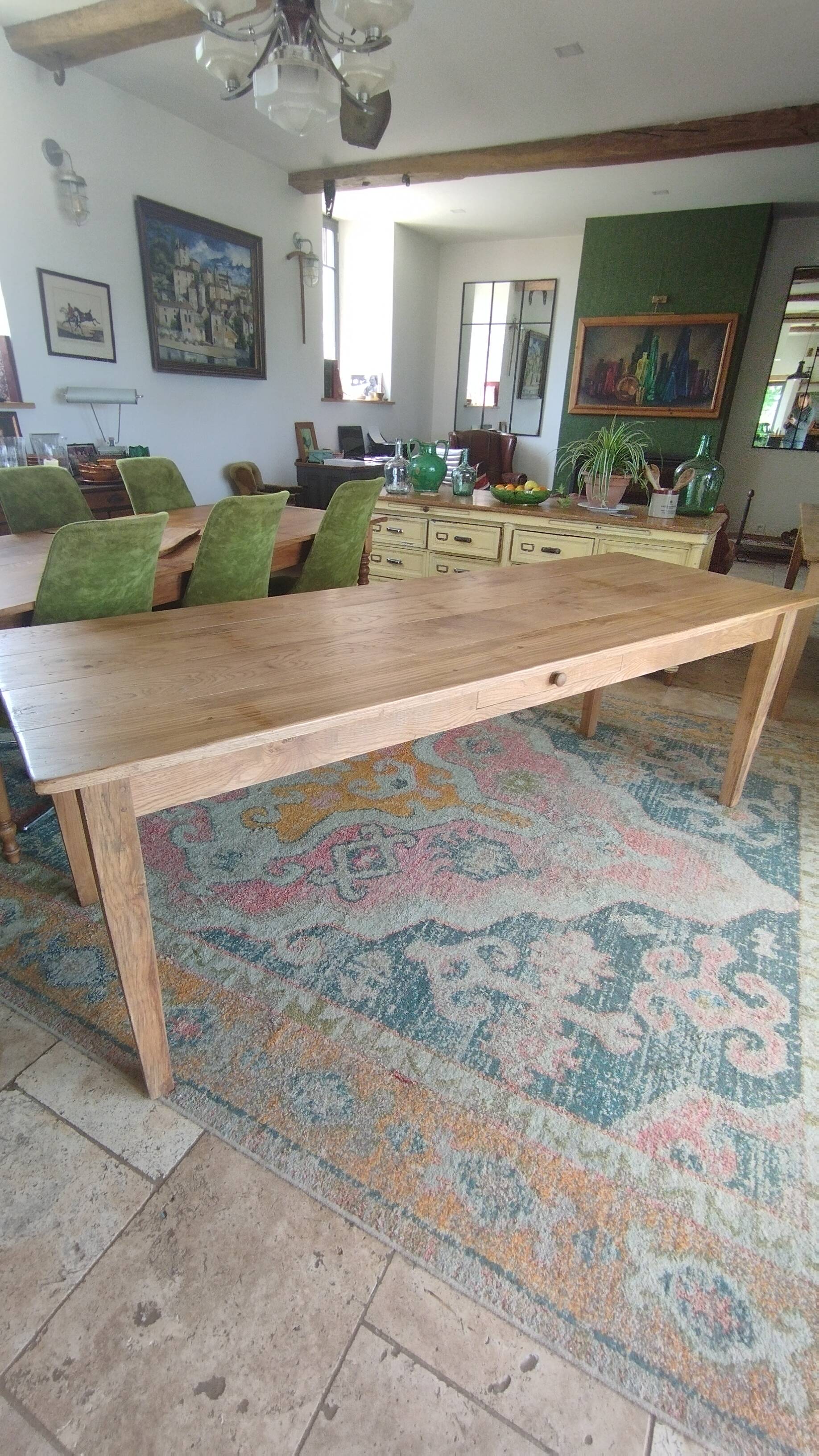 Solid oak farmhouse table 220 X 80 cm