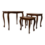 Vintage Louis XV style nesting tables in cherry wood