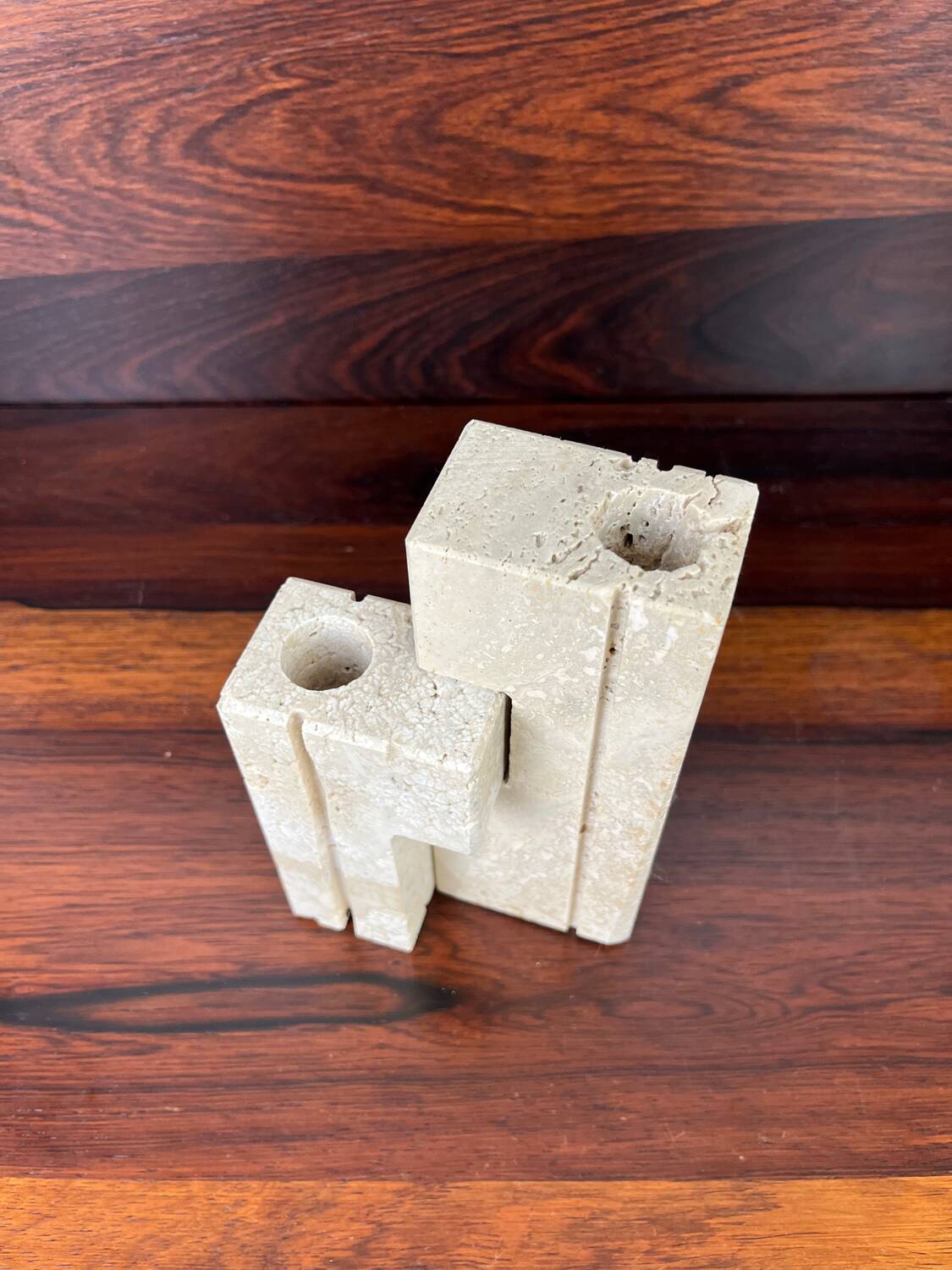 2 bougeoirs en travertin