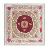 Vintage Suzani Pastel Tablecloth - Uzbek Embroidery Wall Hanging Decor