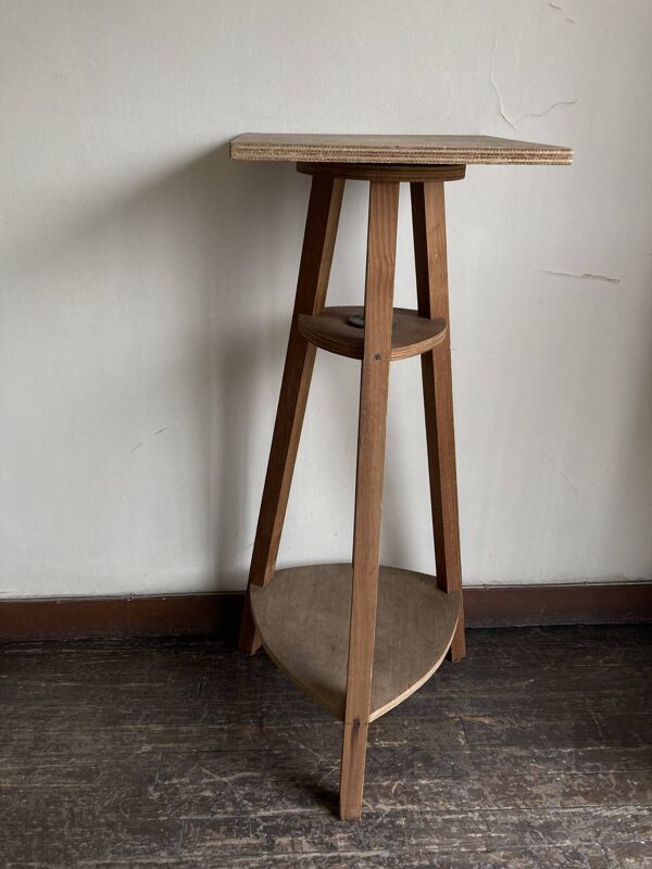 Sellette de sculpteur à plateau tournant en plywood 1960