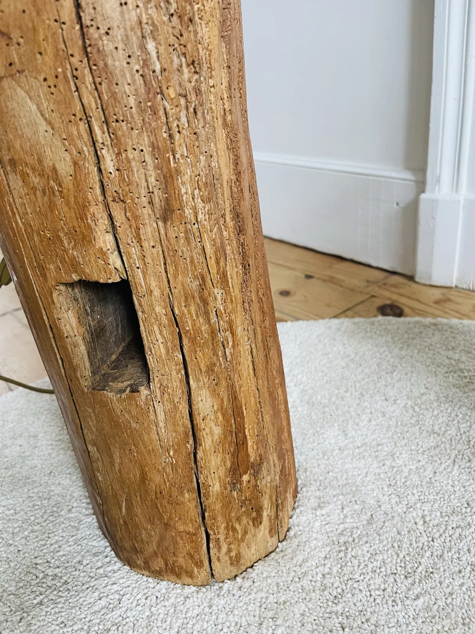 Brutalist wooden lamp