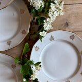 Lot de 12 assiettes à dessert vintage en porcelaine avec détails dorés