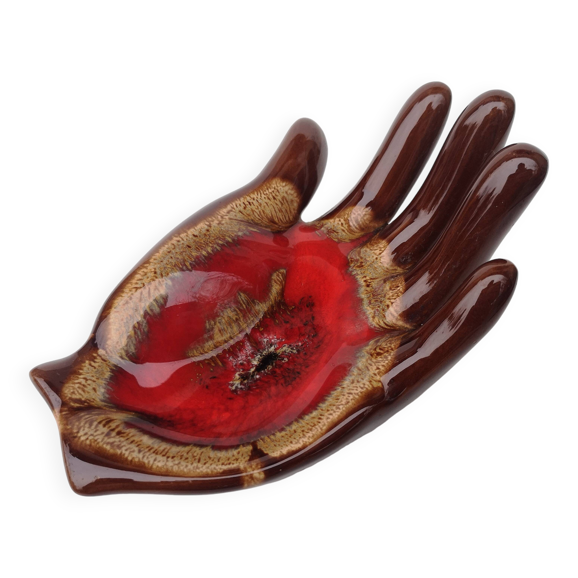 Vintage hand glazed ceramic ashtray