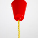 Suspension en verre rouge et jaune