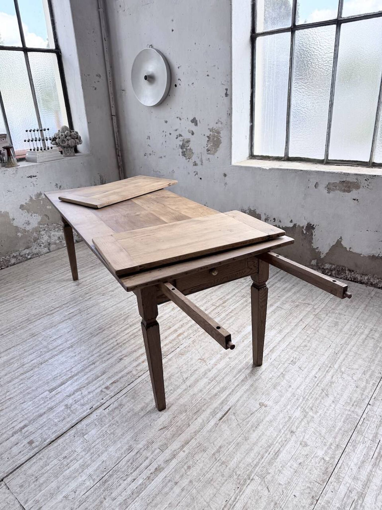 Solid oak farmhouse table with extensions (190-280cm) 1950