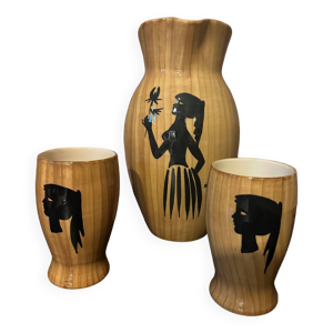 Pichet et 2 verres vallauris