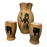 Pitcher and 2 glasses Vallauris