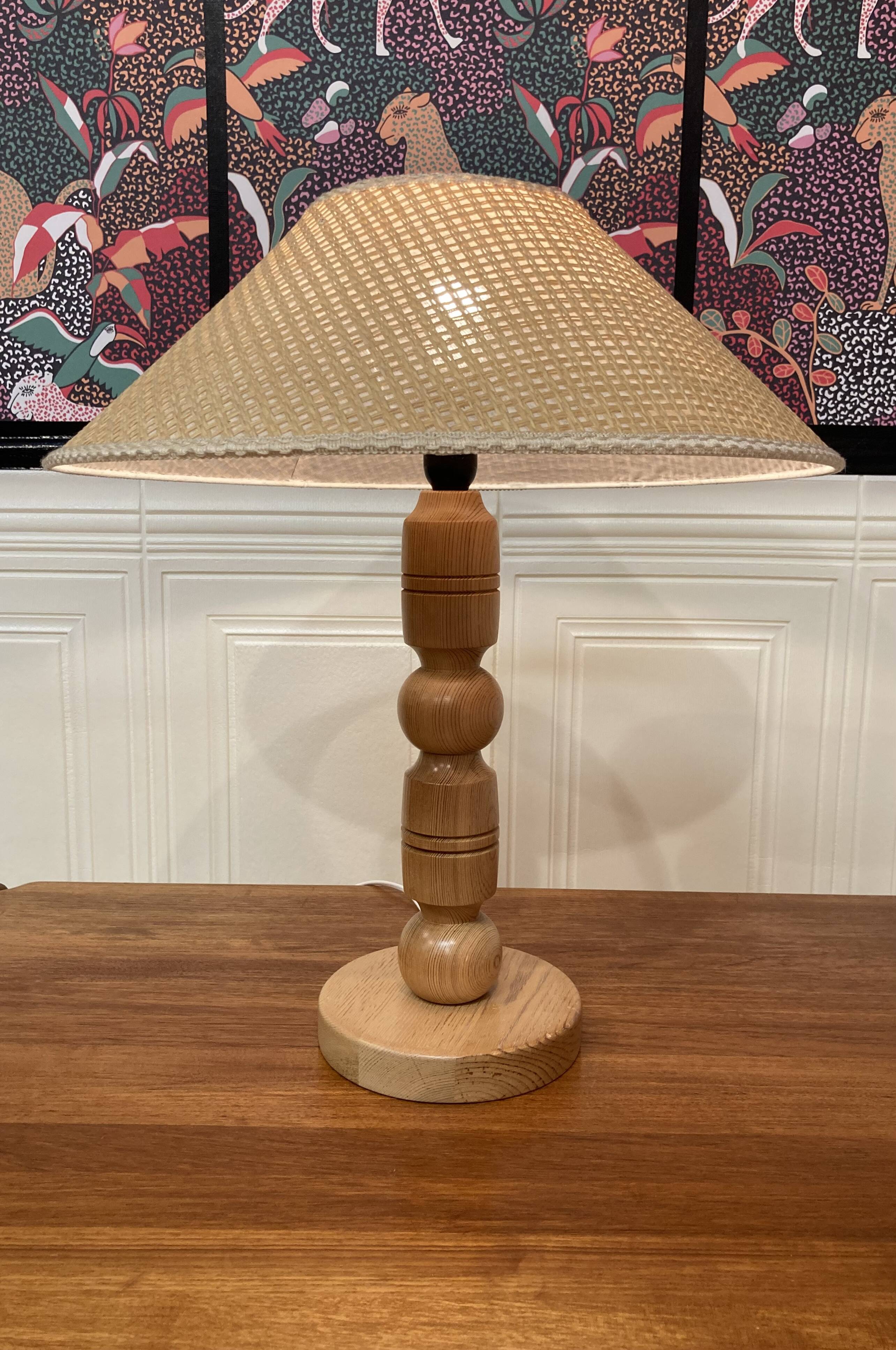 Solid wood lamp Scandinavian design 1960.