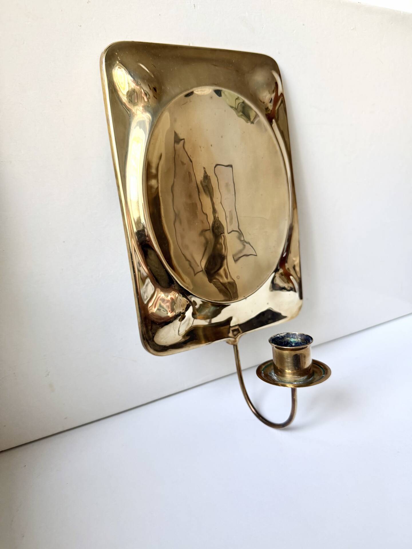 Vintage Scandinavian Brass Wall Candle holder Sconce height 29cm