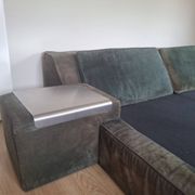 Cadre de lit double - Roche Bobois années 70 - complet – daim vert d’origin