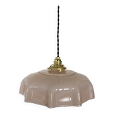 Suspension opaline rose ancienne
