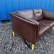 Danish two seater brown leather sofa  1970s