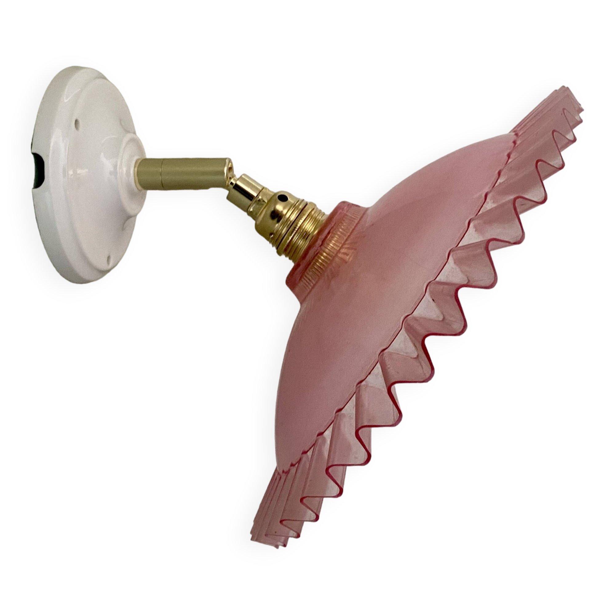 Vintage pink plastic lampshade wall light