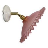 Vintage pink plastic lampshade wall light