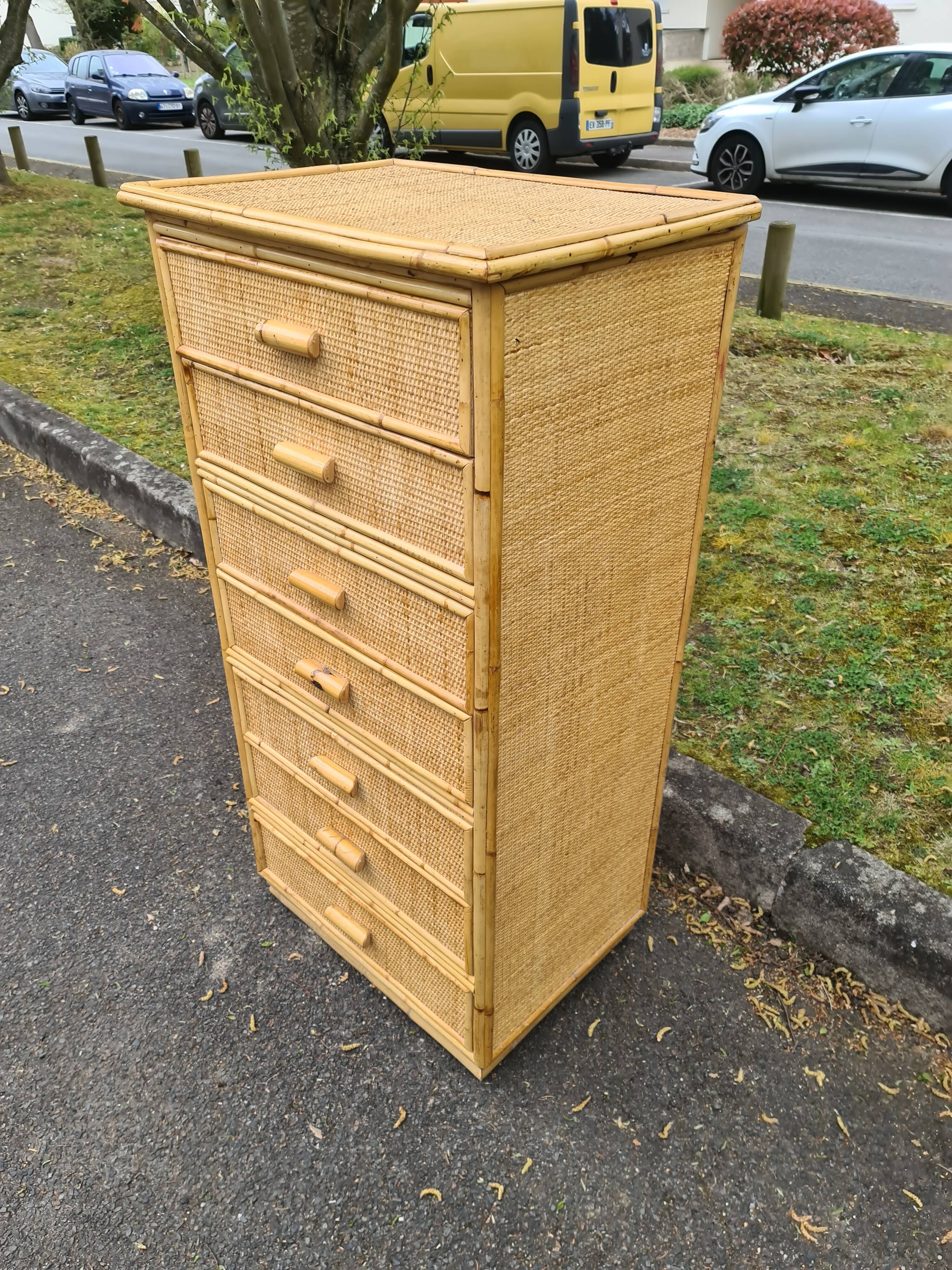 Vintage Bamboo Rattan Chiffonner