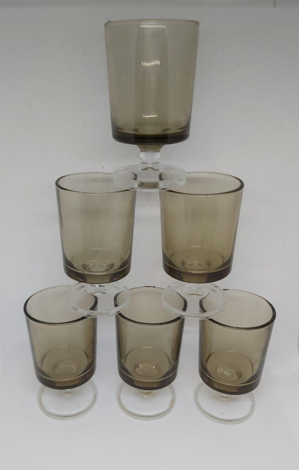 Smoked brown digestive glasses from the 70s