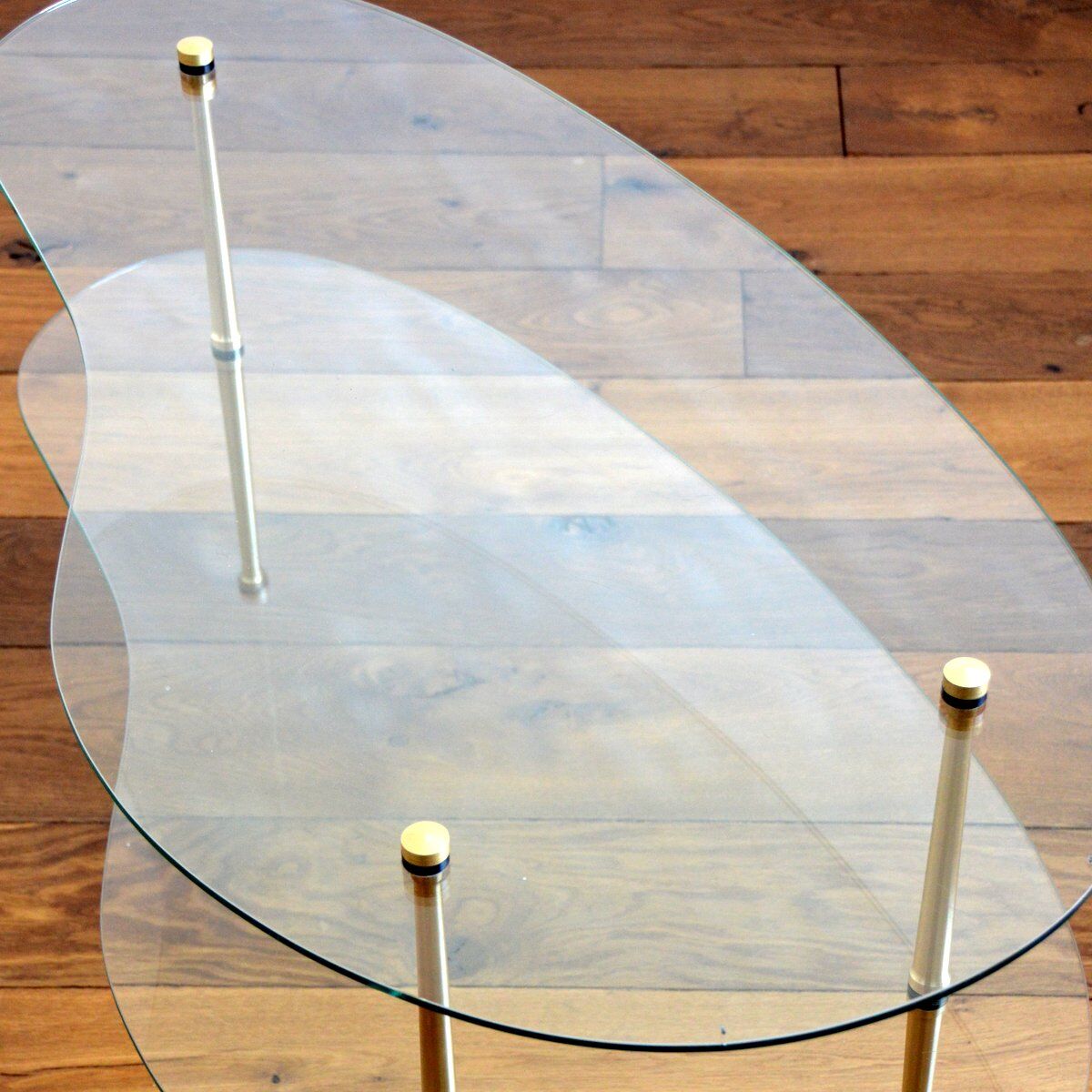 Double tray coffee table shaped vintage bean 1950s