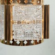 Vintage brass and frosted glass pendant, Vitrika glass pendant.