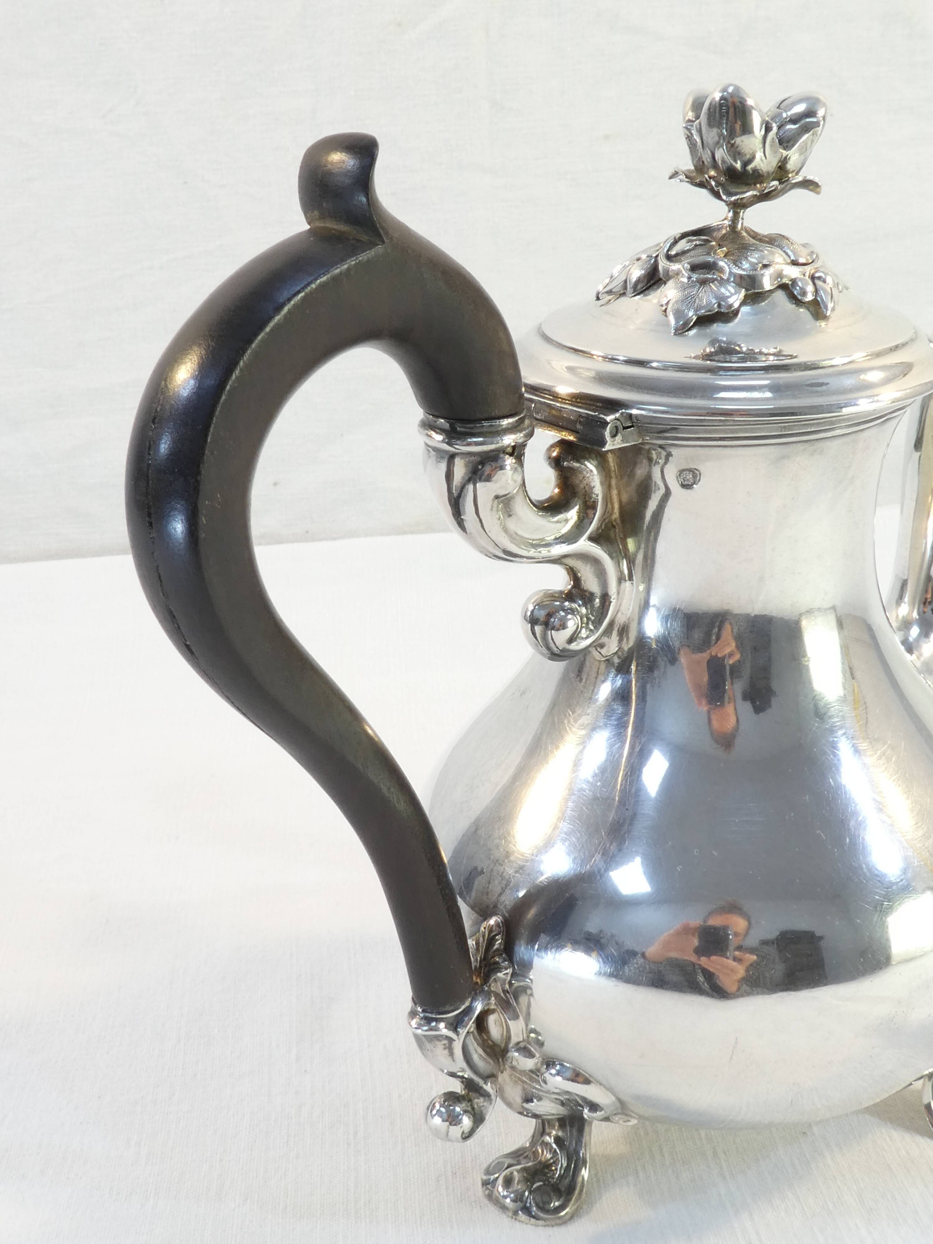 Theiere pourer in solid silver handle in ebene minerve martial fray 19th