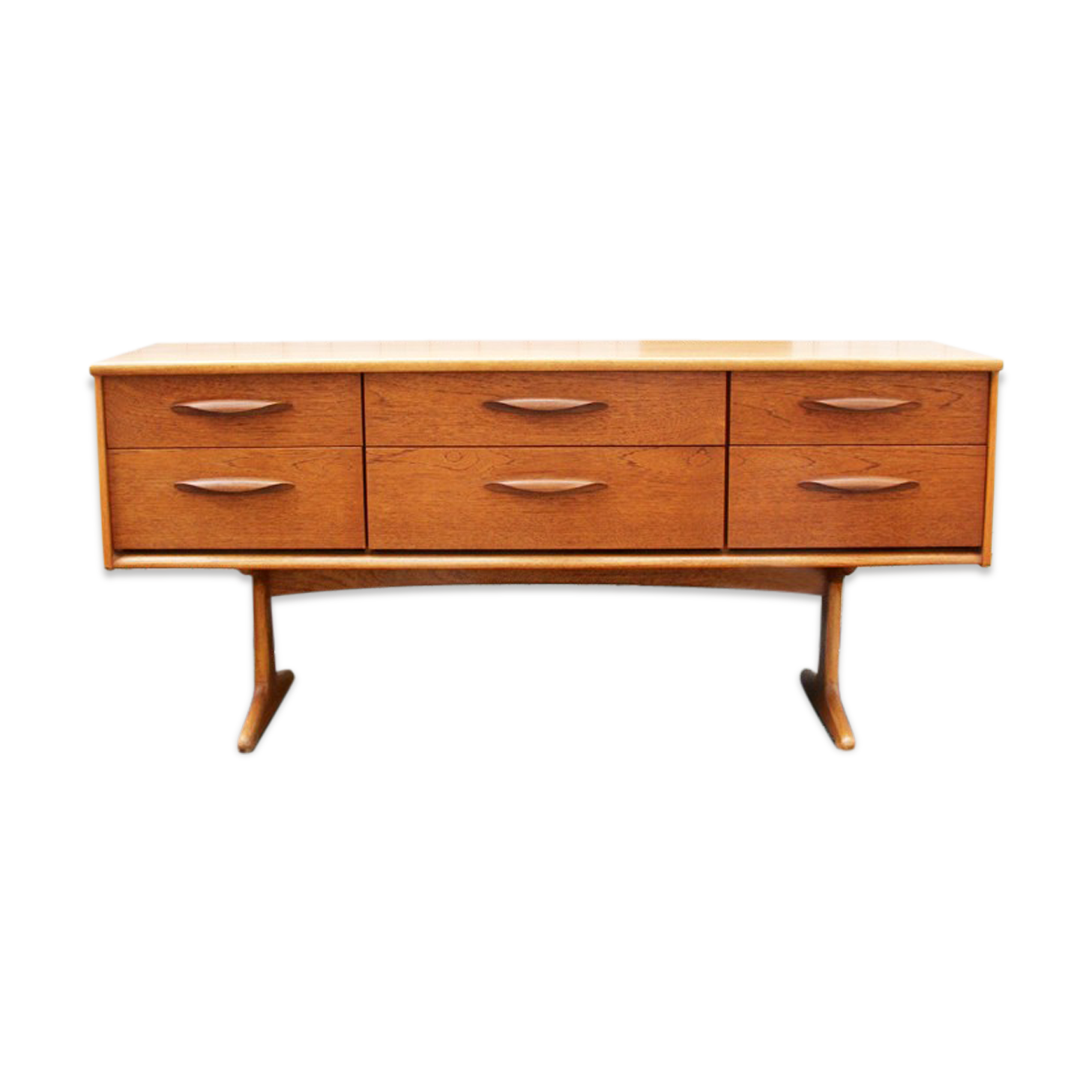 Sideboard 6 drawers in blond teak -1960/70